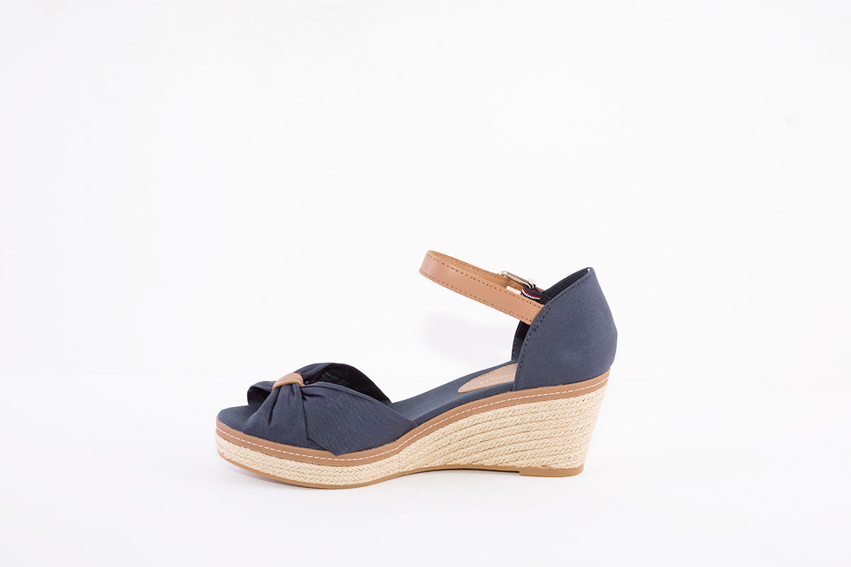TOMMY HILFIGER - ICONIC ELBA-HIGH WEDGE FABRIC SANDAL - NAVY