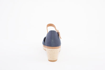 TOMMY HILFIGER - ICONIC ELBA-HIGH WEDGE FABRIC SANDAL - NAVY