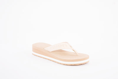TOMMY HILFIGER - FW0FW06430 WEBBING-LOW WEDGE TOE-POST MULE - BEIGE