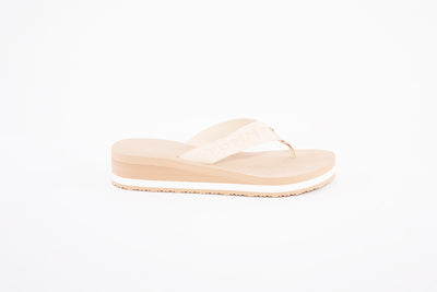 TOMMY HILFIGER - FW0FW06430 WEBBING-LOW WEDGE TOE-POST MULE - BEIGE