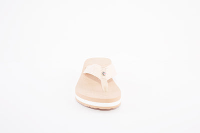 TOMMY HILFIGER - FW0FW06430 WEBBING-LOW WEDGE TOE-POST MULE - BEIGE