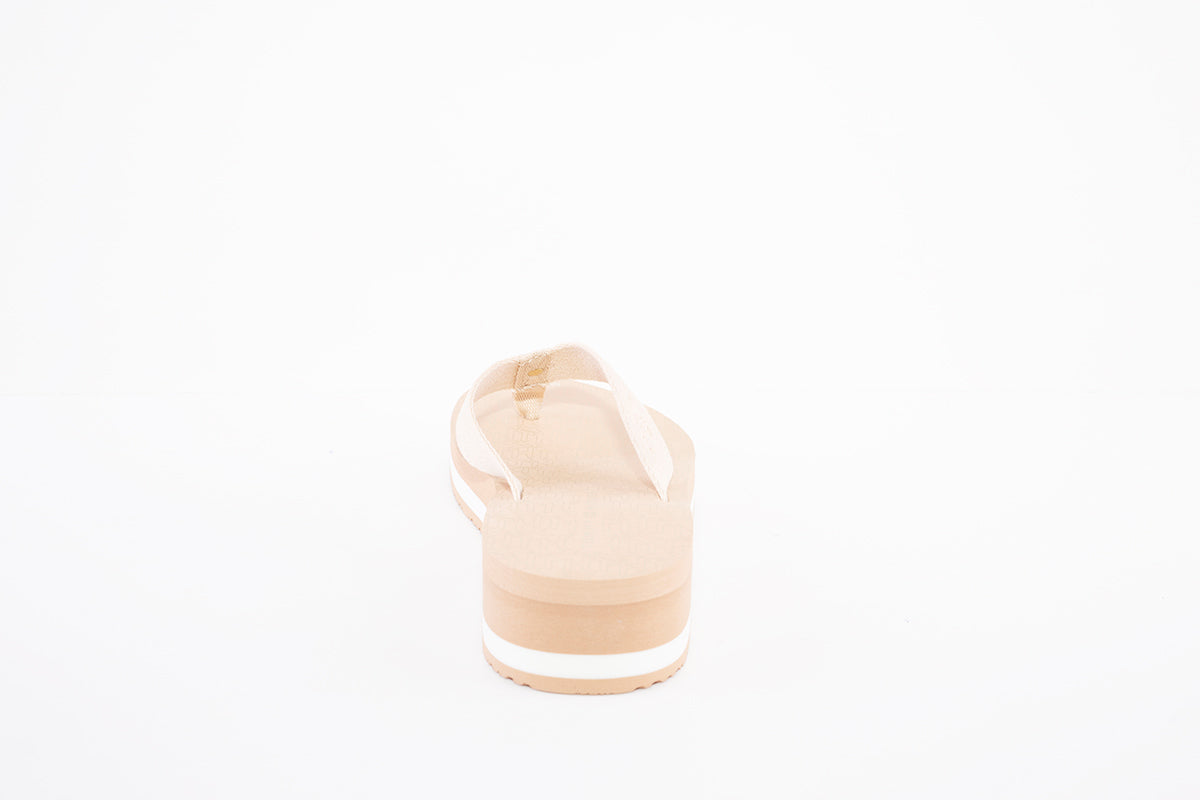 TOMMY HILFIGER - FW0FW06430 WEBBING-LOW WEDGE TOE-POST MULE - BEIGE