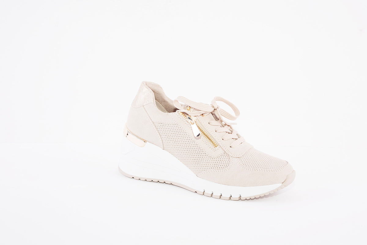 MARCO TOZZI - 23788-435 LACED HIGH WEDGE FASHION SHOE - BEIGE