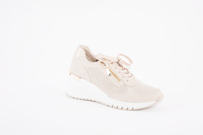 MARCO TOZZI - 23788-435 LACED HIGH WEDGE FASHION SHOE - BEIGE