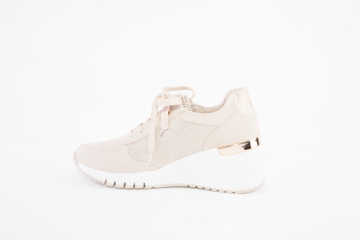 MARCO TOZZI - 23788-435 LACED HIGH WEDGE FASHION SHOE - BEIGE
