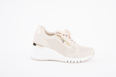 MARCO TOZZI - 23788-435 LACED HIGH WEDGE FASHION SHOE - BEIGE