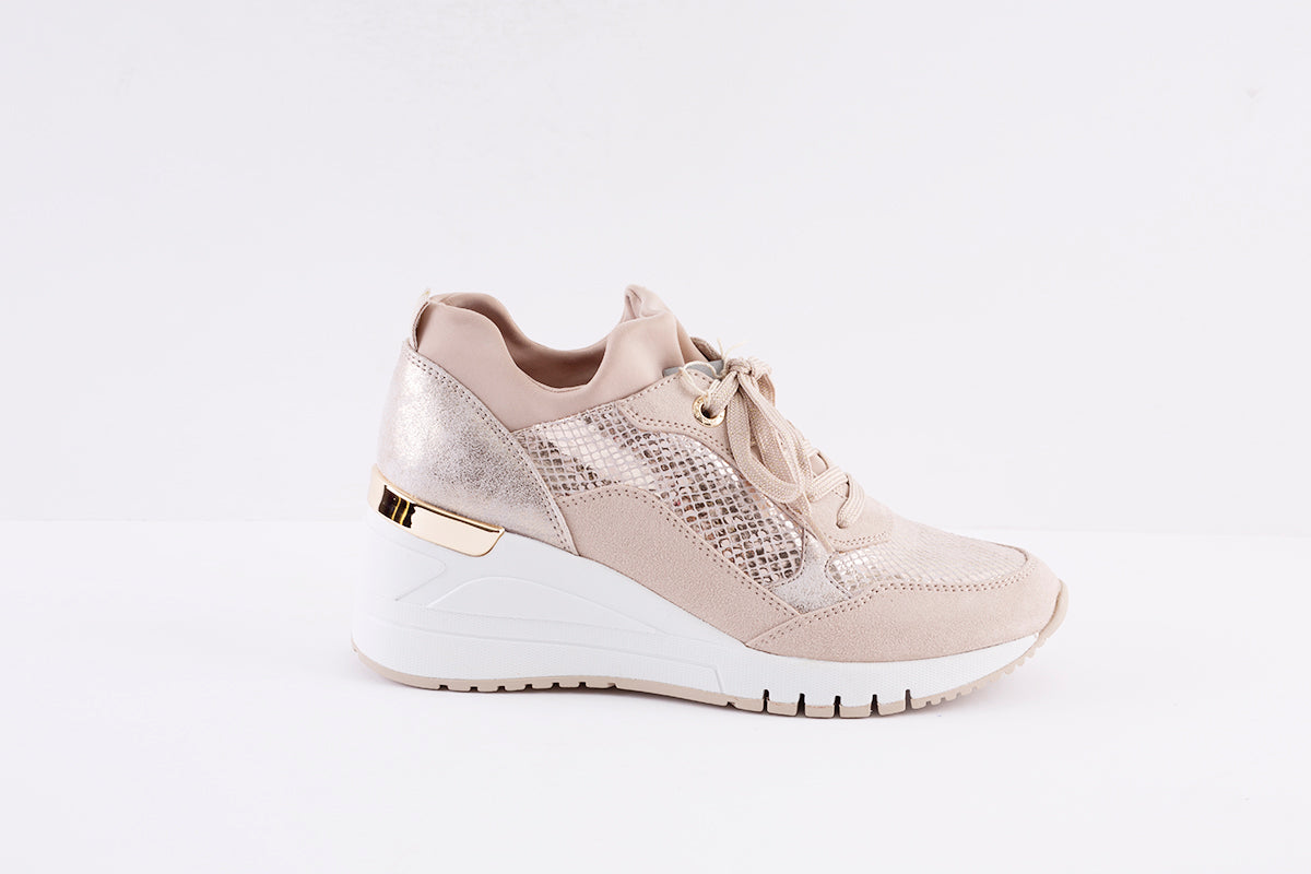 MARCO TOZZI - 23754-435 MEDIUM WEDGE LACED SHOE - BEIGE
