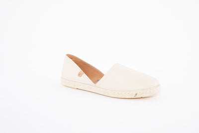 VERBENAS -  FLAT SLIP-ON LEATHER CANVAS SHOE - BEIGE