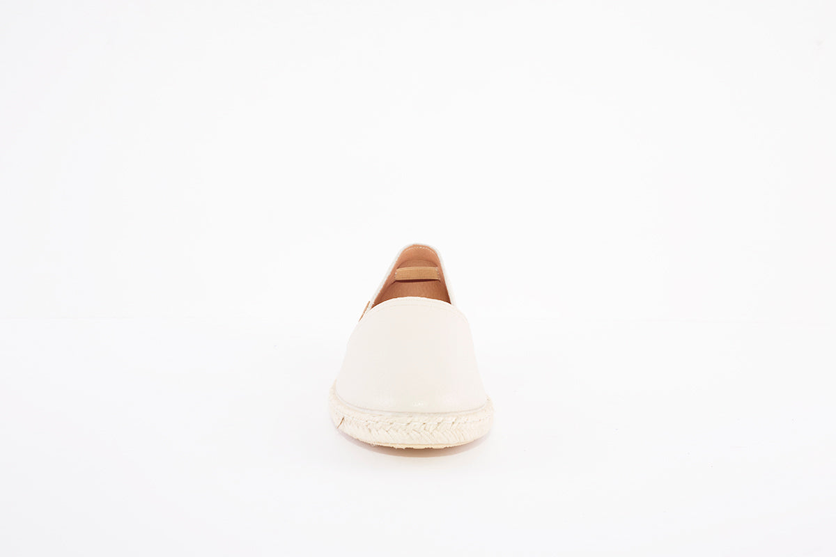 VERBENAS -  FLAT SLIP-ON LEATHER CANVAS SHOE - BEIGE