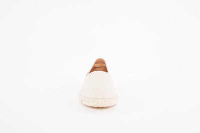 VERBENAS -  FLAT SLIP-ON LEATHER CANVAS SHOE - BEIGE