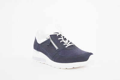 WALDLAUFER - CLARA-STRETCH LACE SHOE WITH SIDE ZIP-H WIDTH - NAVY MULTI