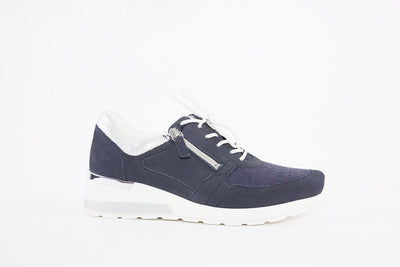 WALDLAUFER - CLARA-STRETCH LACE SHOE WITH SIDE ZIP-H WIDTH - NAVY MULTI