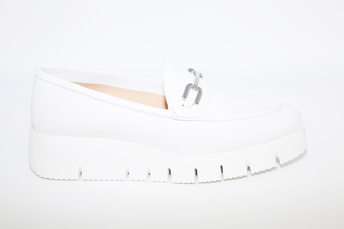 UNISA - FAMO White Leather Wedge Loafer