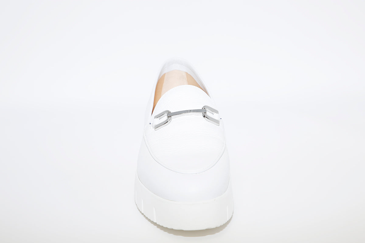 UNISA - FAMO White Leather Wedge Loafer
