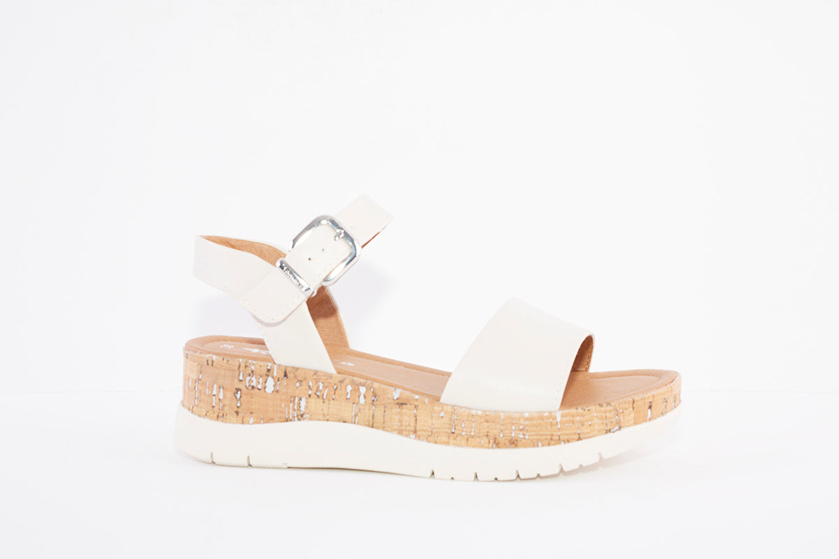 TAMARIS - 28256-427 LOW WEDGE FASHION SANDAL - CREAM