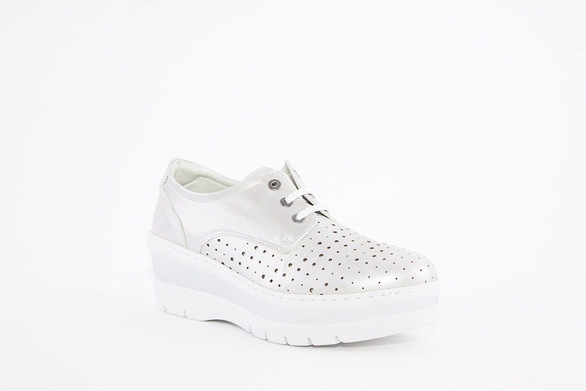 NOTTON - 3512 LACED WEDGE SHOE - SILVER