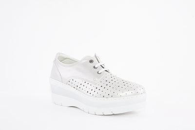 NOTTON - 3512 LACED WEDGE SHOE - SILVER