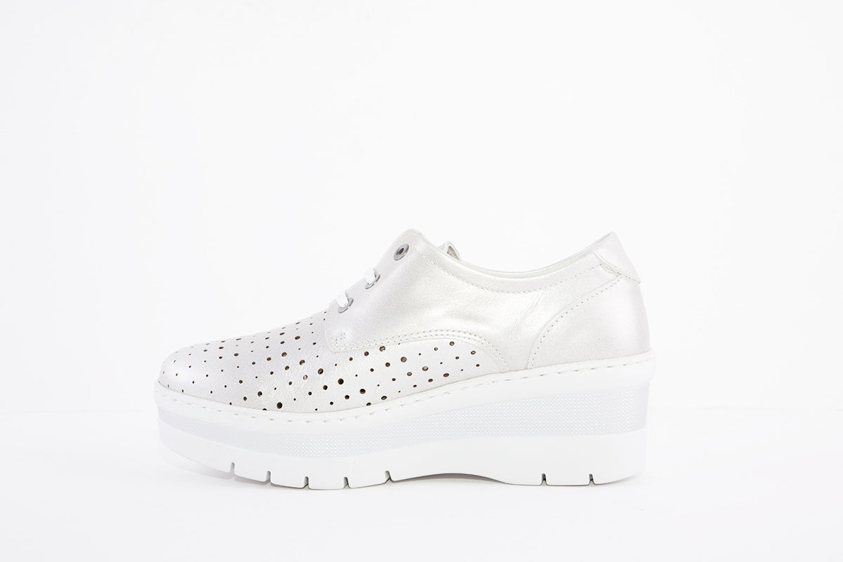 NOTTON - 3512 LACED WEDGE SHOE - SILVER