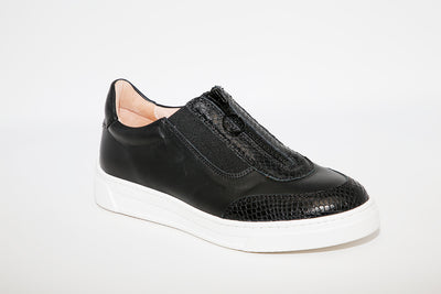 UNISA - FUENTES Black Leather Zip Sneakers