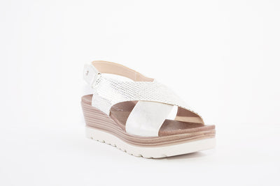 CIPRIATA - L597F CROSSOVER HIGH WEDGE SANDAL - SILVER SNAKE