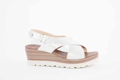 CIPRIATA - L597F CROSSOVER HIGH WEDGE SANDAL - SILVER SNAKE