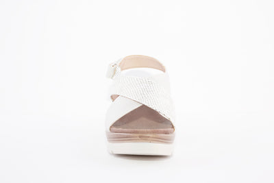 CIPRIATA - L597F CROSSOVER HIGH WEDGE SANDAL - SILVER SNAKE