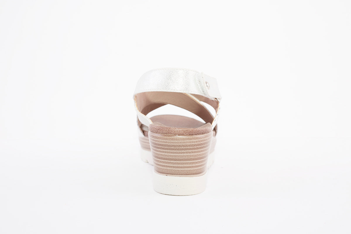CIPRIATA - L597F CROSSOVER HIGH WEDGE SANDAL - SILVER SNAKE
