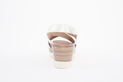 CIPRIATA - L597F CROSSOVER HIGH WEDGE SANDAL - SILVER SNAKE