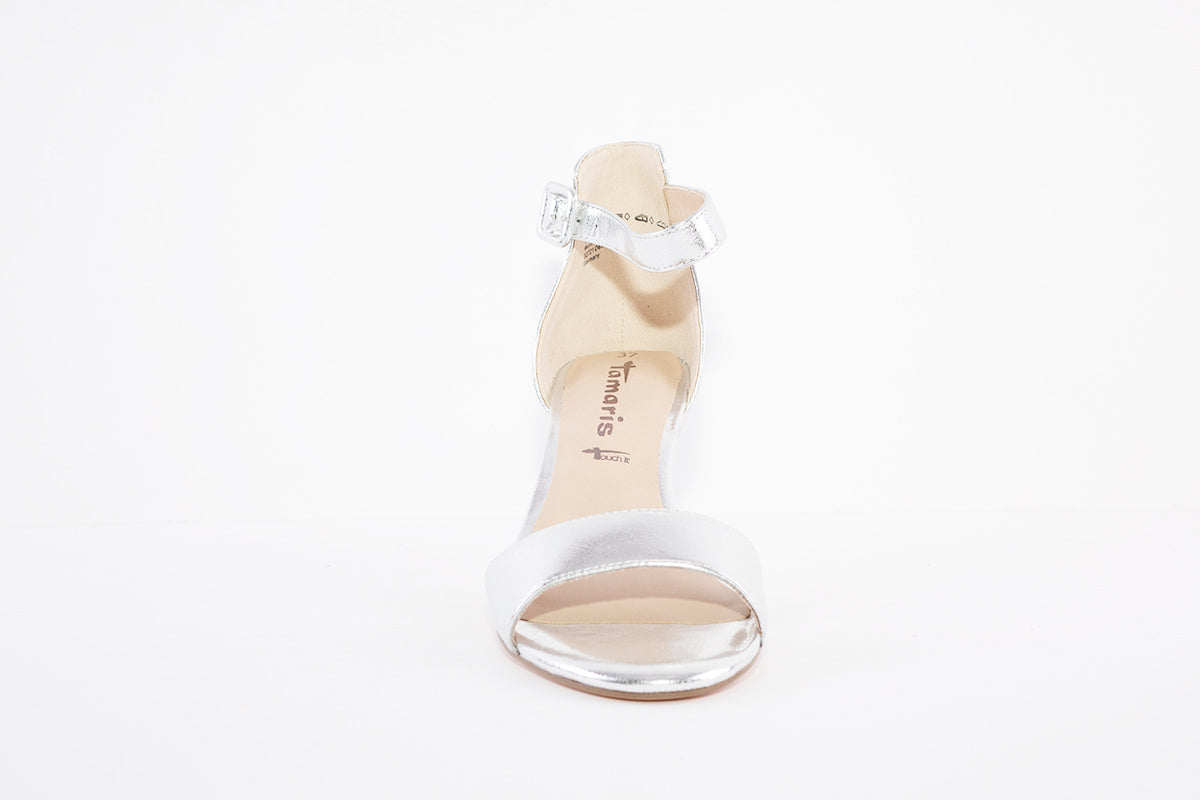 TAMARIS - 28386-941 HI HEEL ANKLE STRAP SANDAL - SILVER