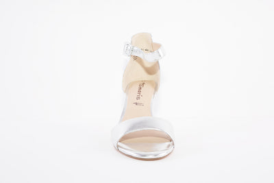 TAMARIS - 28386-941 HI HEEL ANKLE STRAP SANDAL - SILVER