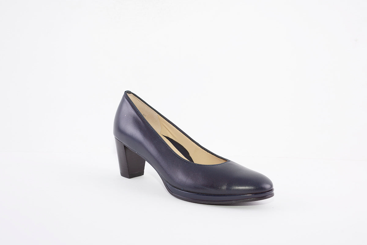 ARA - 13436-34 MEDIUM HEEL COURT SHOE - NAVY LEATHER