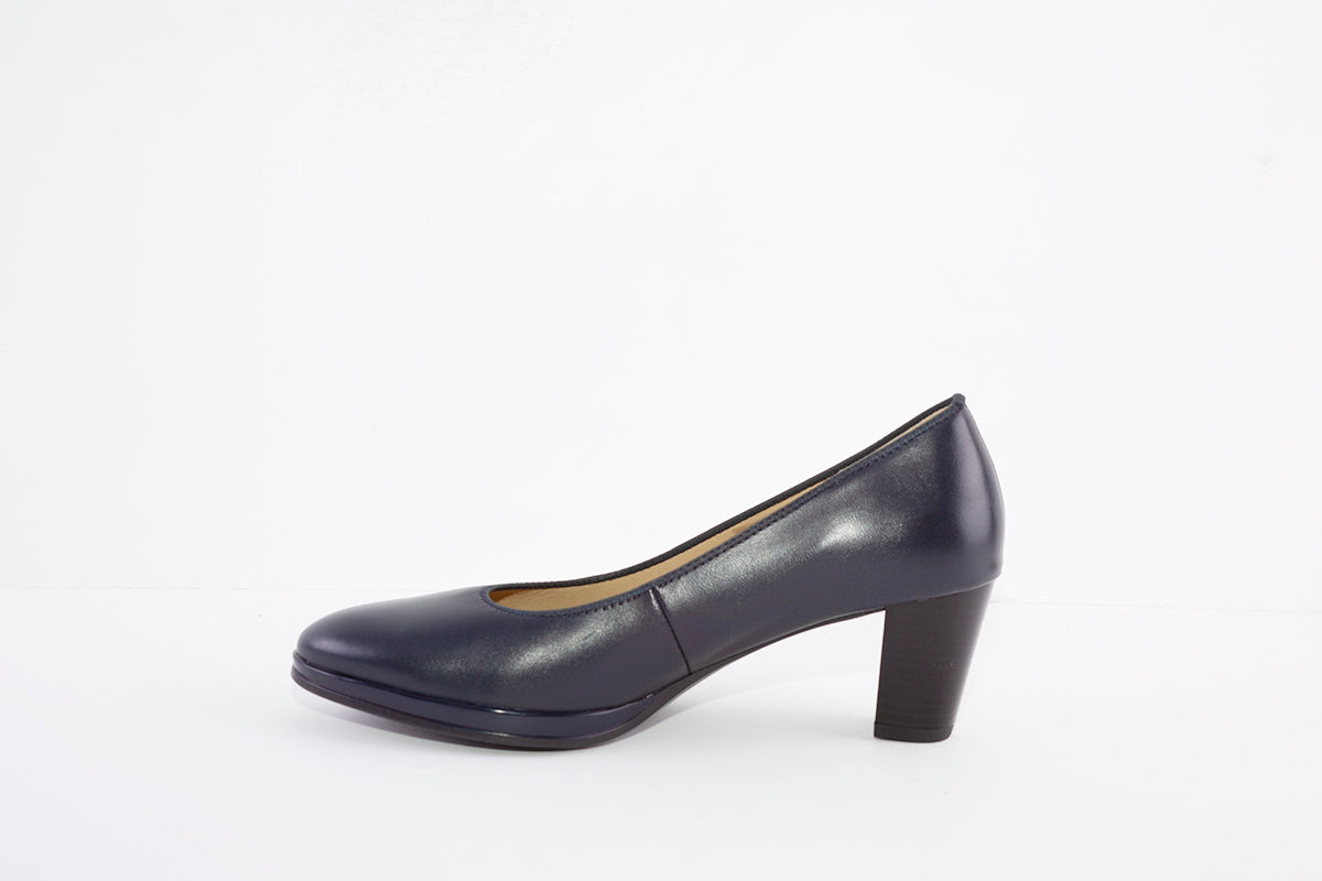 ARA - 13436-34 MEDIUM HEEL COURT SHOE - NAVY LEATHER