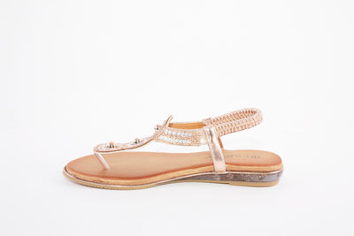 LUNAR - JLH203 SILVIA FLAT FASHION TOE-POST SANDAL - ROSE GOLD