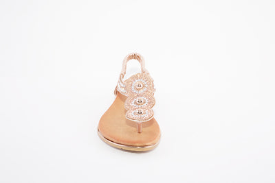 LUNAR - JLH203 SILVIA FLAT FASHION TOE-POST SANDAL - ROSE GOLD