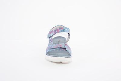 HEAVENLY FEET - OYSTER FLAT VELCRO STRAP COMFORT SANDAL - DENIM MULTI