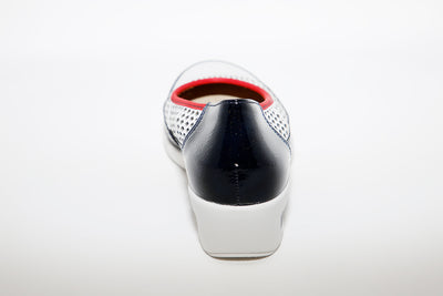ARA - WEDGE SLIP ON SHOE - NAVY/WHITE/RED