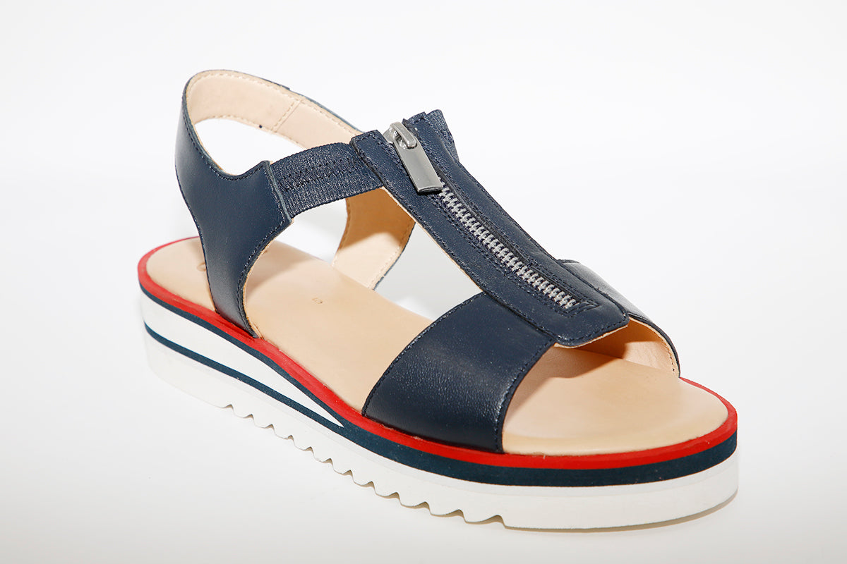 LDS LO WEDGE SANDAL - NAVY LEATHER