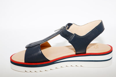 LDS LO WEDGE SANDAL - NAVY LEATHER