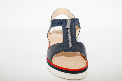 LDS LO WEDGE SANDAL - NAVY LEATHER