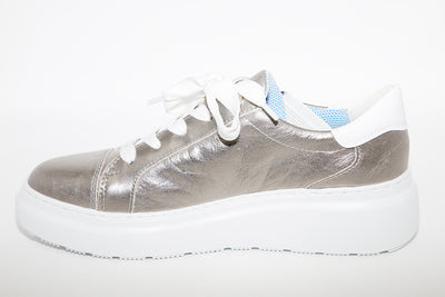 ARA - LACED TRAINERS - PEWTER LEATHER