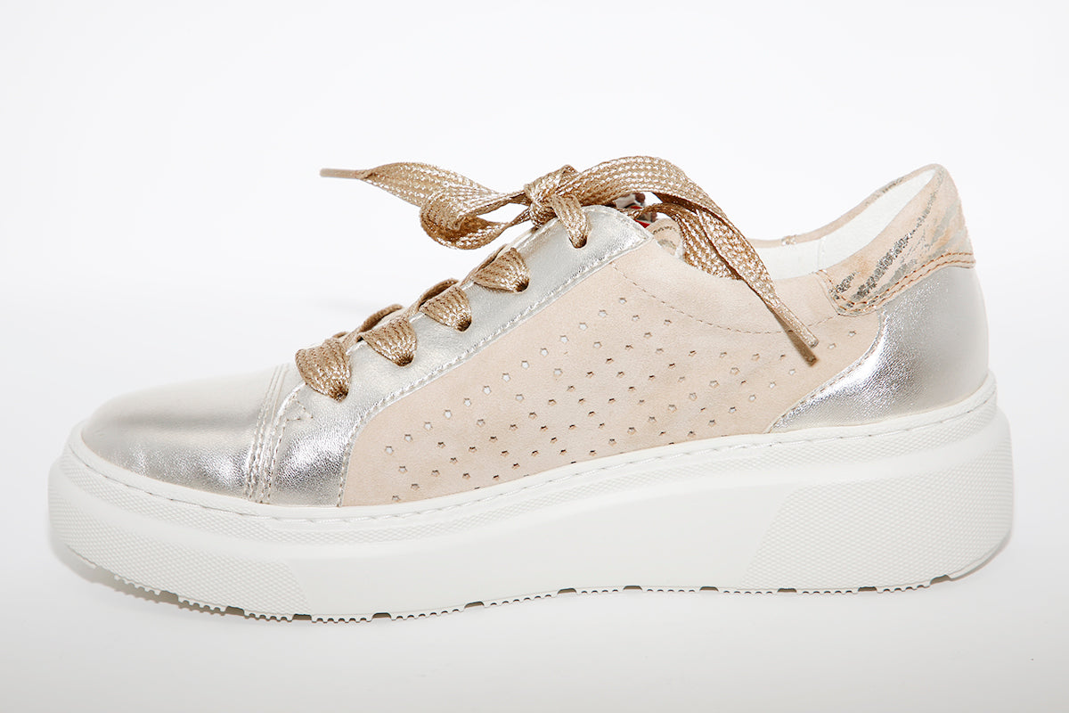 ARA - LACED TRAINER - GOLD MULTI