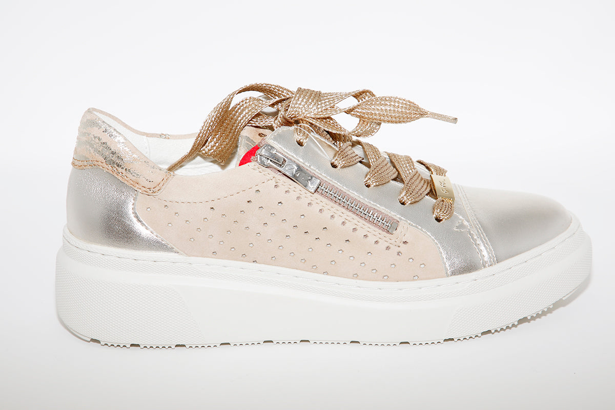 ARA - LACED TRAINER - GOLD MULTI