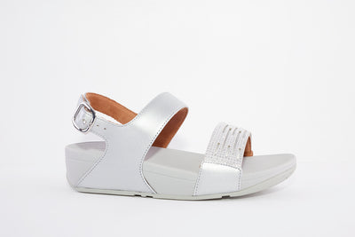 FITFLOP - LULU LASERCRYSTAL COMFORT STRAP SANDAL - SILVER