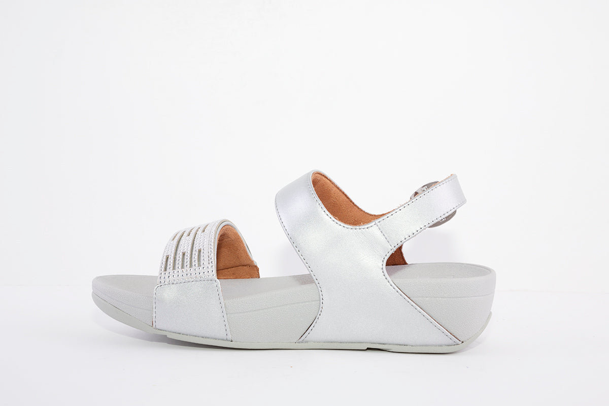 FITFLOP - LULU LASERCRYSTAL COMFORT STRAP SANDAL - SILVER