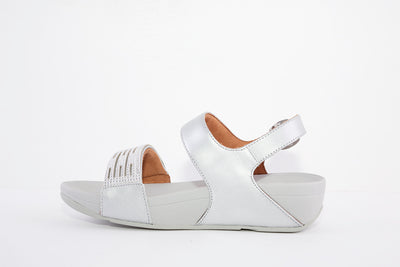 FITFLOP - LULU LASERCRYSTAL COMFORT STRAP SANDAL - SILVER