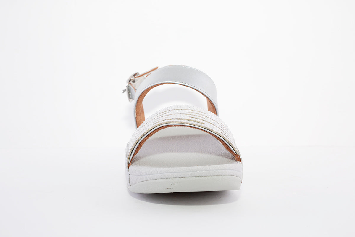 FITFLOP - LULU LASERCRYSTAL COMFORT STRAP SANDAL - SILVER