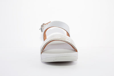 FITFLOP - LULU LASERCRYSTAL COMFORT STRAP SANDAL - SILVER