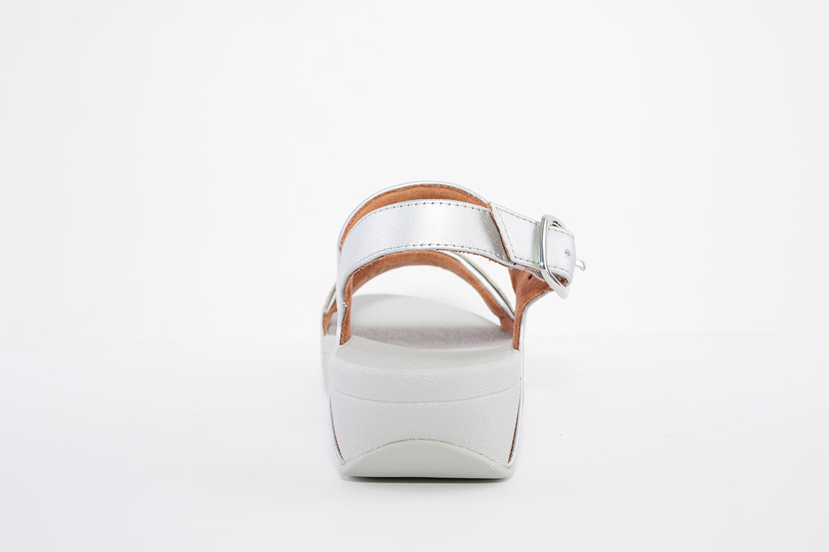 FITFLOP - LULU LASERCRYSTAL COMFORT STRAP SANDAL - SILVER