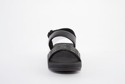 FITFLOP - LULU LASERCRYSTAL COMFORT STRAP SANDAL - BLACK