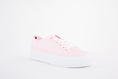 TOMMY HILFIGER - ESSENTIAL STRIP - LACED CANVAS SHOE - PINK